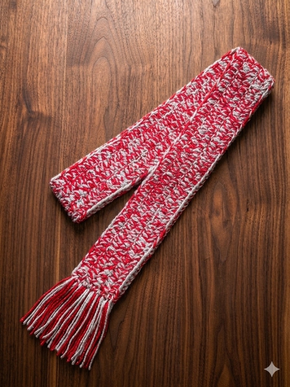 Red and White Knit Fringe Scarf - Women Accessories